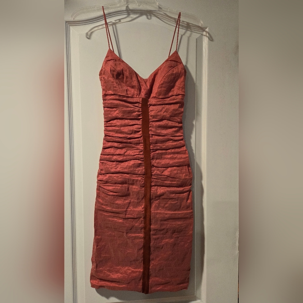 Nicole Miller Collection Metallic Rose Bodycon Cocktail Dress